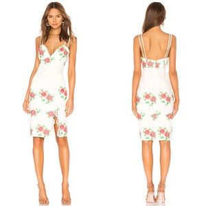 X by NBD Trey Midi Dress in Ivory & Pink
